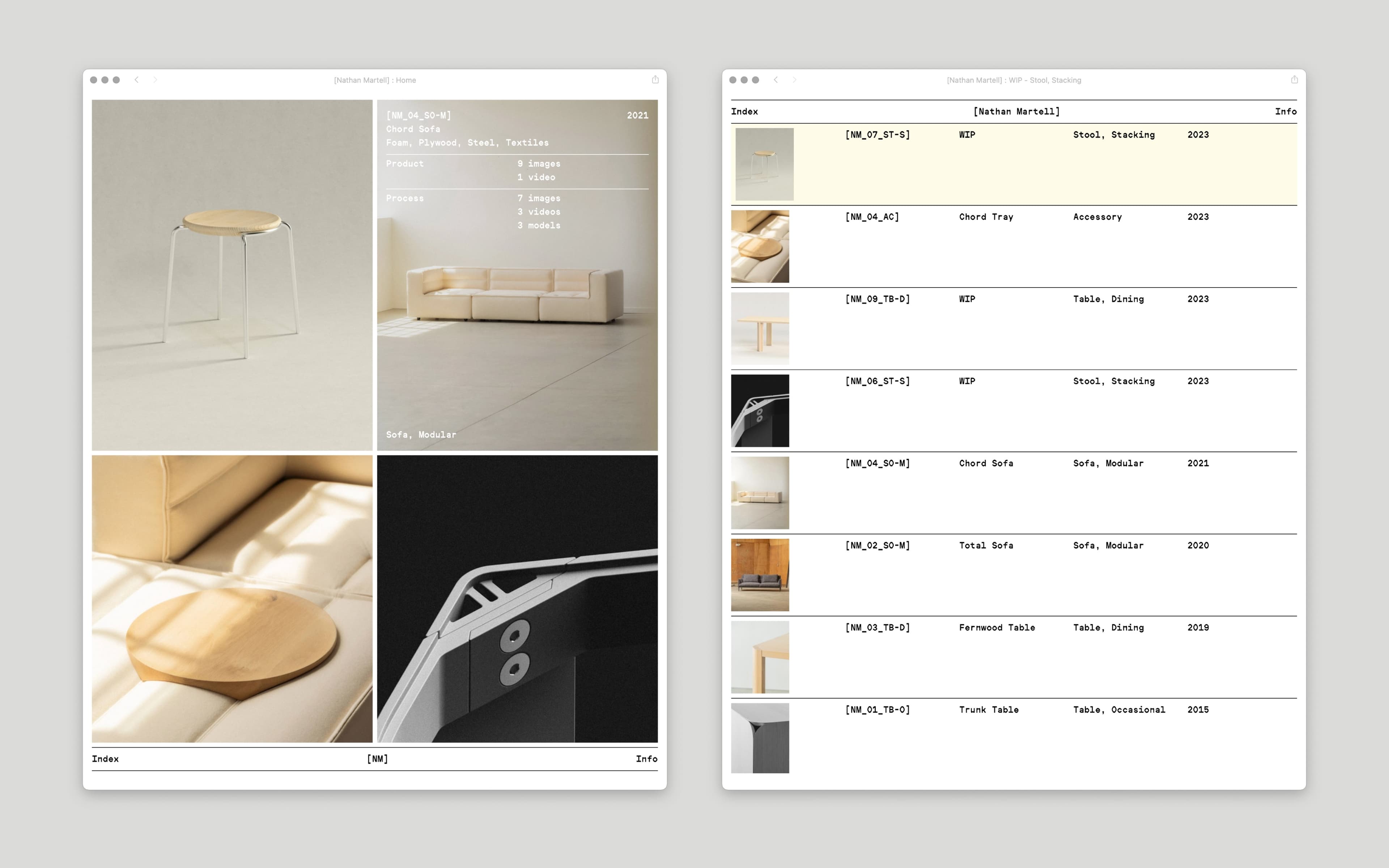 Nathan Martell Portfolio homepage and index page